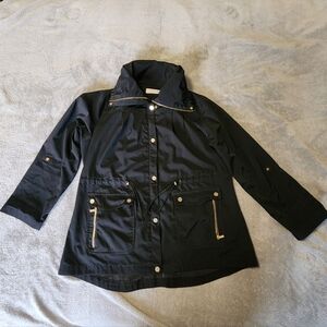 Calvin Klein Women's Black Utility Jacket with Gold Accents